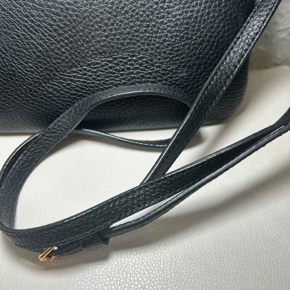 Lauren Ralph Lauren Black Faux‎ Leather Crossbody Bag Small Gold Hardware